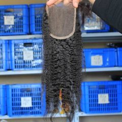 Natural Color Kinky Straight 4x4 Human Hair Lace Closure
