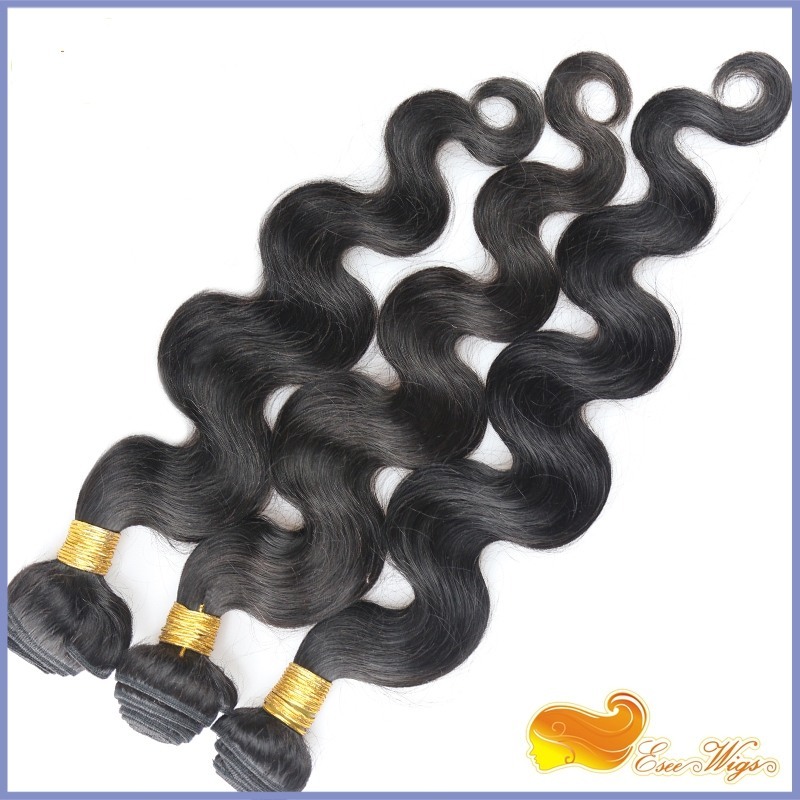 Peruvian Natural Color Body Wave Human Hair Bundles, 3 Bundles