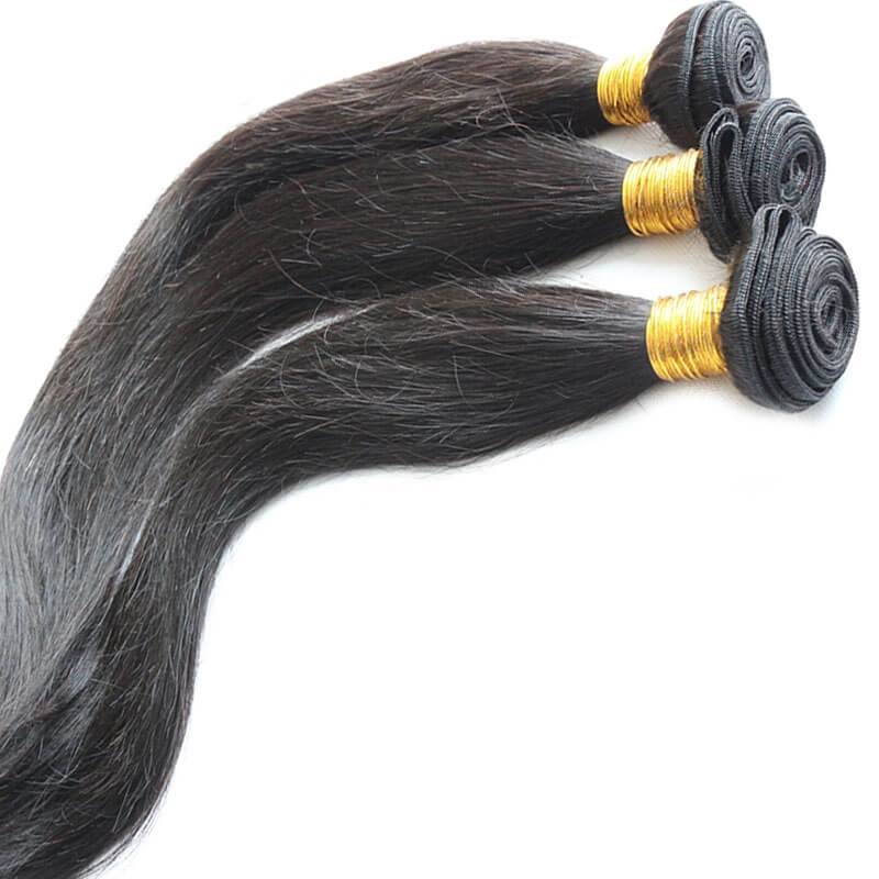 Silky Straight Human Hair Bundles with 4x4 Lace Closure