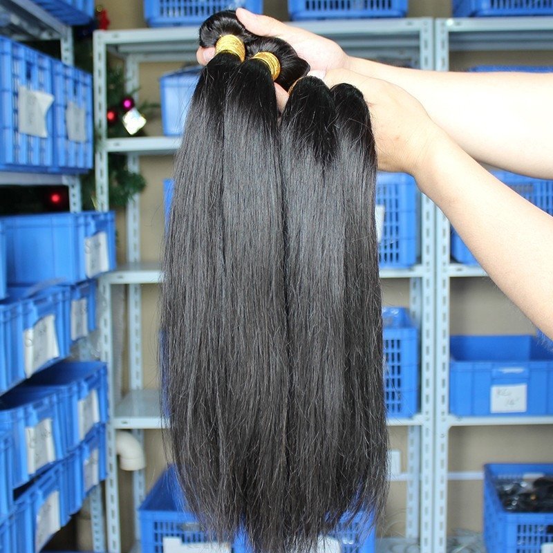 Natural Color Silk Straight Human Hair Weaves 4 Bundles