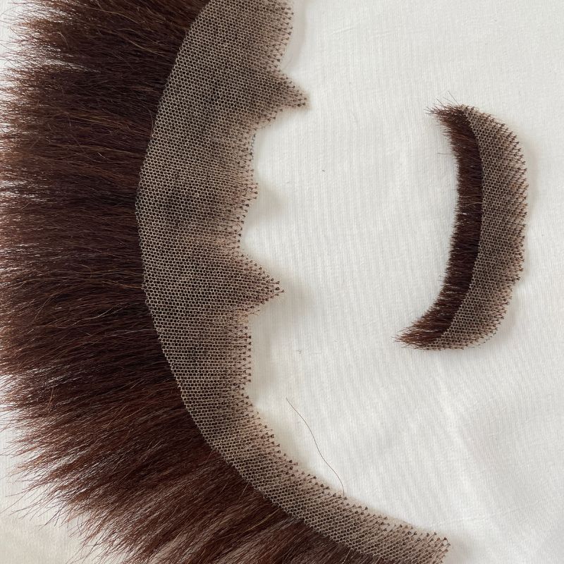 Face Fake Beard Brown Color Swiss Lace Fake Beard And Moustache Real Handmade Light Beard For Men Invisible Beards Realistic Makeup Swiss Lace Base Beard