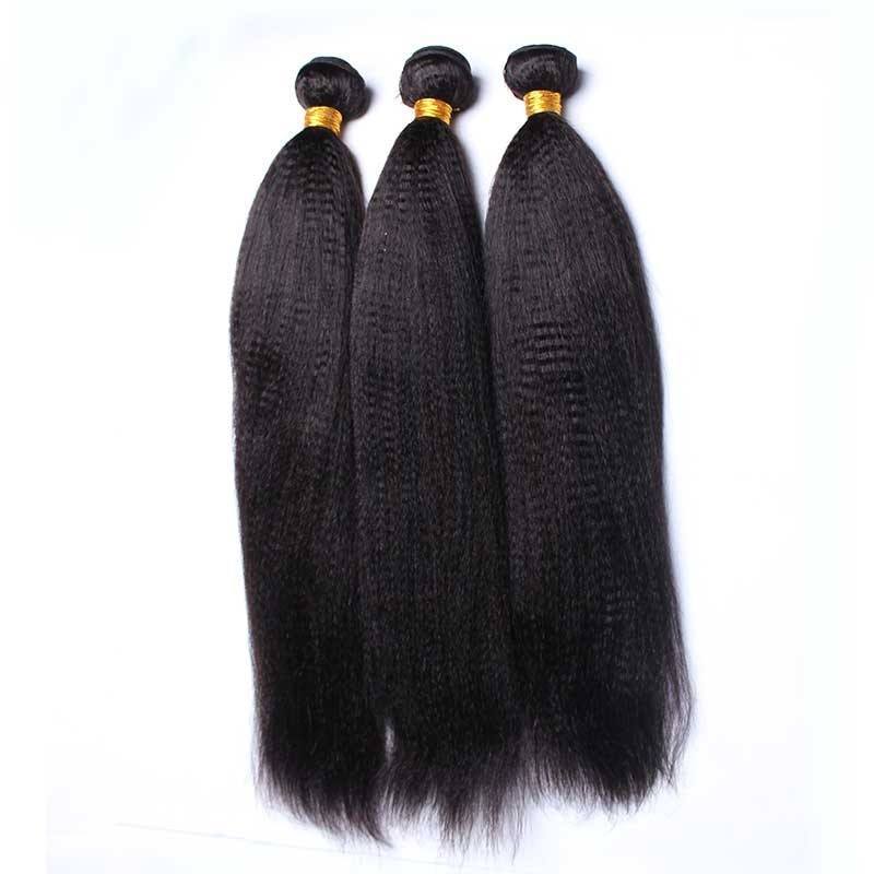 Natural Color Italian Yaki Straight Human Hair Bundles, 3 Bundles