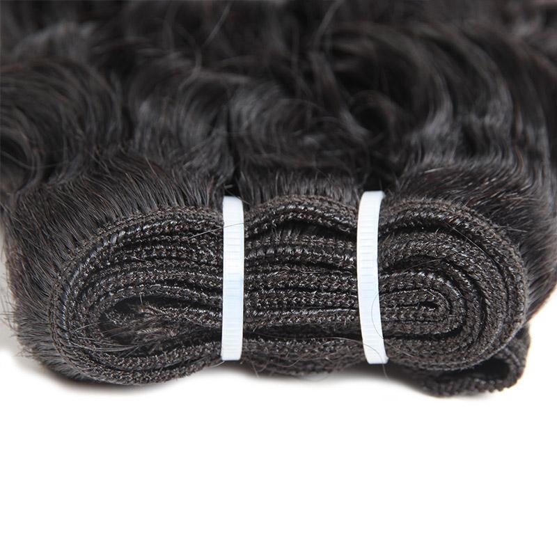 Water Wave Human Hair Bundles with 4x4 Lace Closure, 3 Bundles