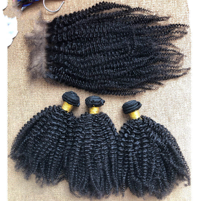 Mongolian Afro Kinky Curly Hair Extensions 100% Human Mongolian Kinky Curly Hair No Shed