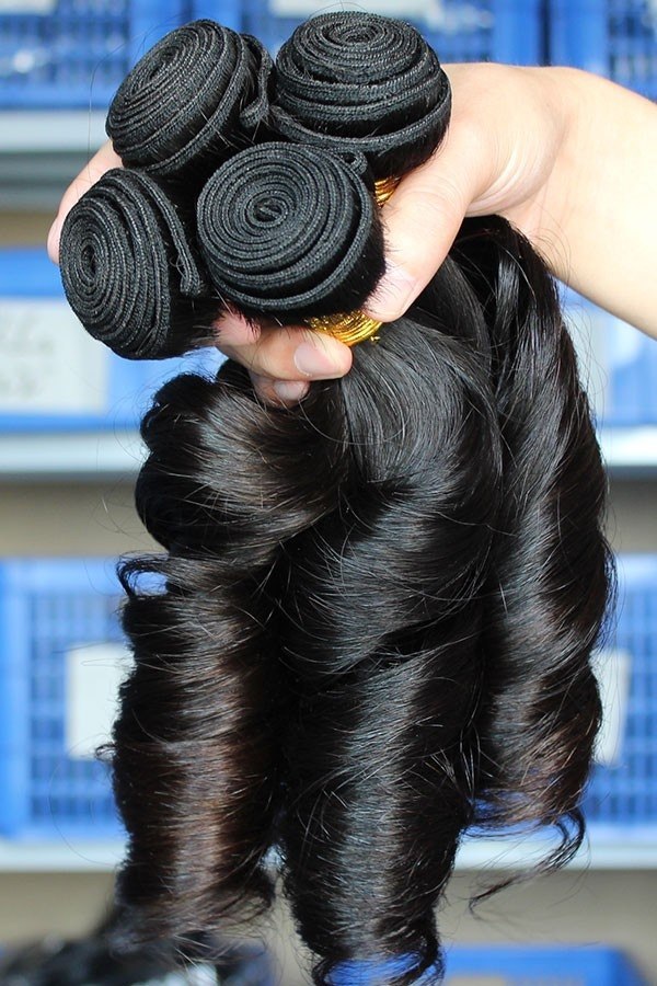 Egg Curl Natural Color Human Hair Bundles, 4 Bundles
