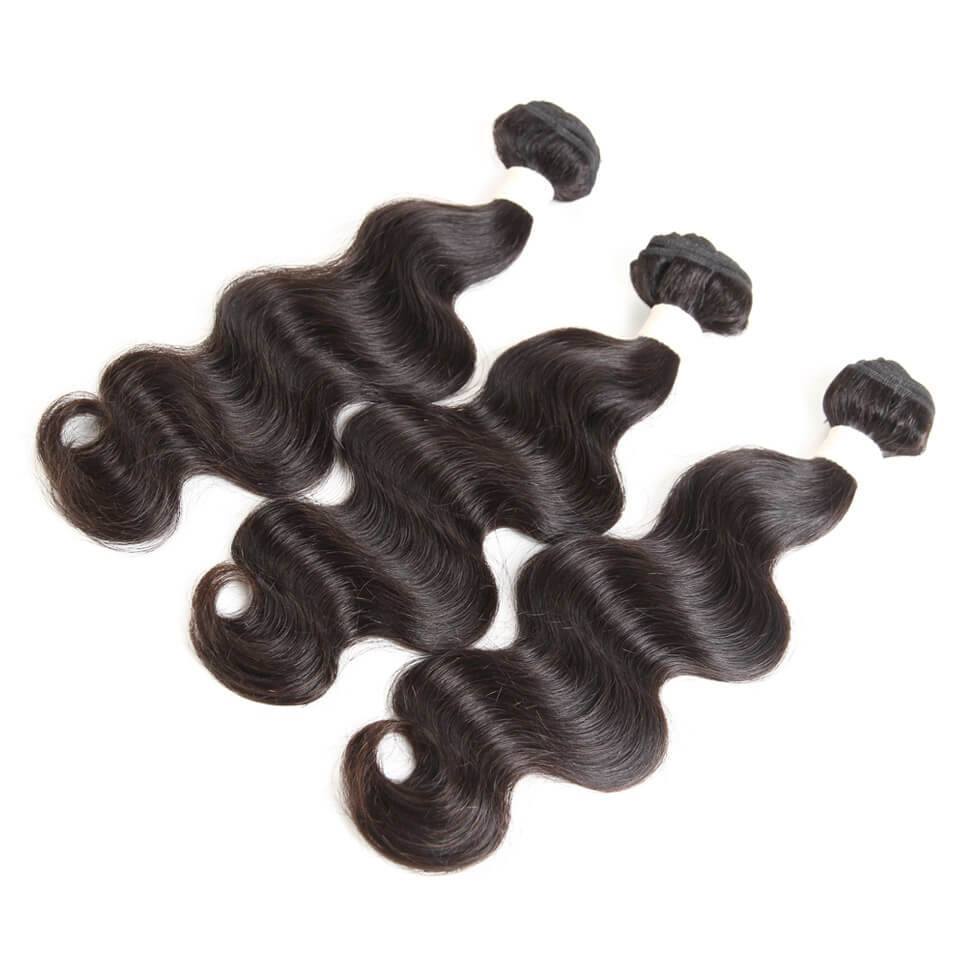 Body Wave Human Hair Bundles with 13x4 Lace Frontal, 3 Bundles