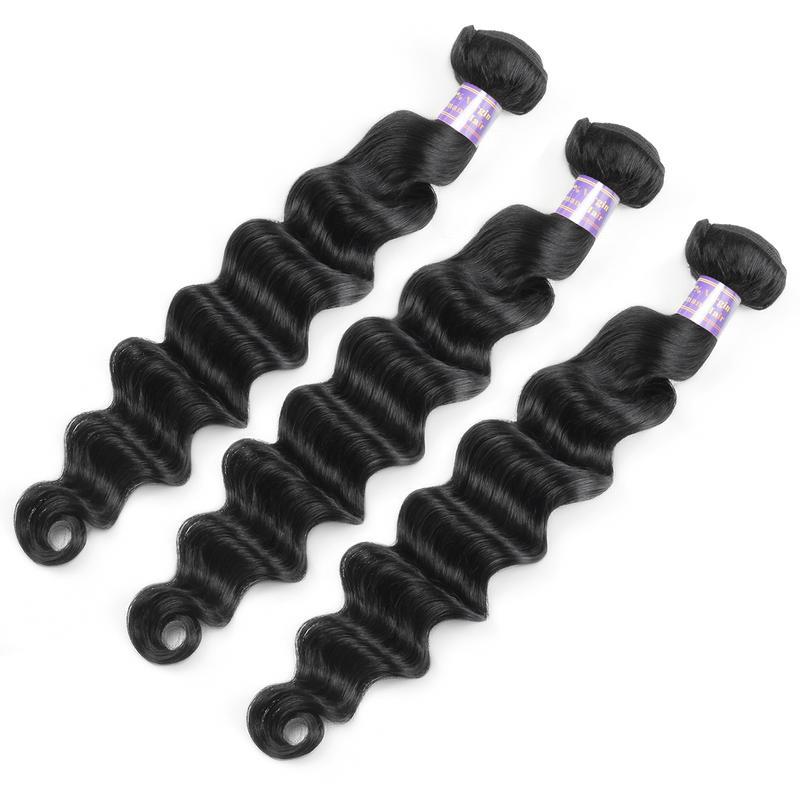 Peruvian Loose Deep Wave Human Hair Bundles, 3 Bundles