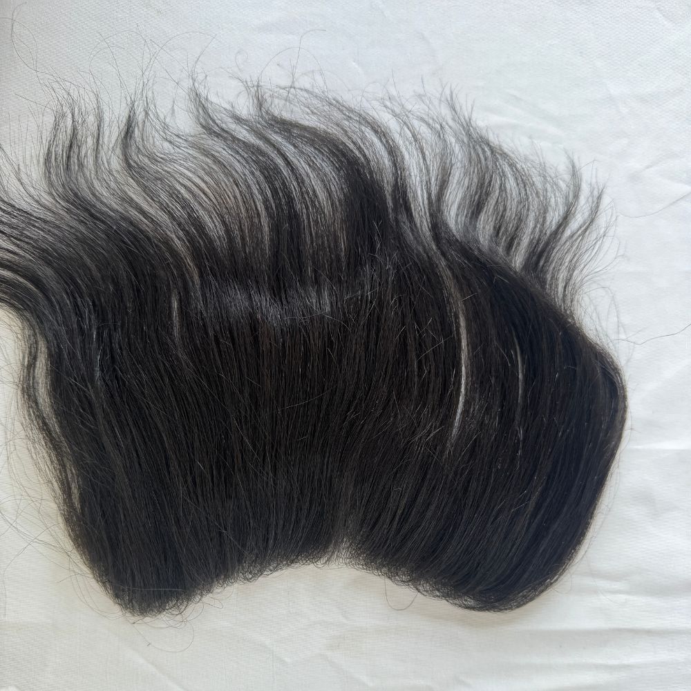 Natural Black  Human Hair Hairline 100% Real Human Hair V Loop Frontal  Full PU Ultra Thin Skin Hair Replacement Forehead Prosthesis 6 Inch