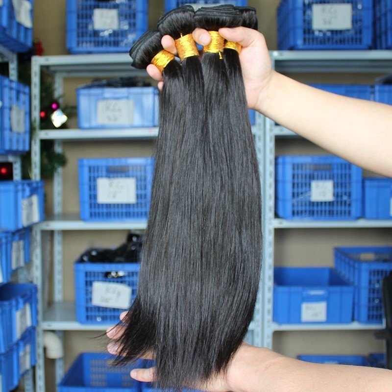 Natural Color Silk Straight Human Hair Weaves 4 Bundles
