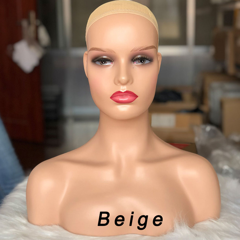 Beige Female Mannequin Head for Wig Display and Styling
