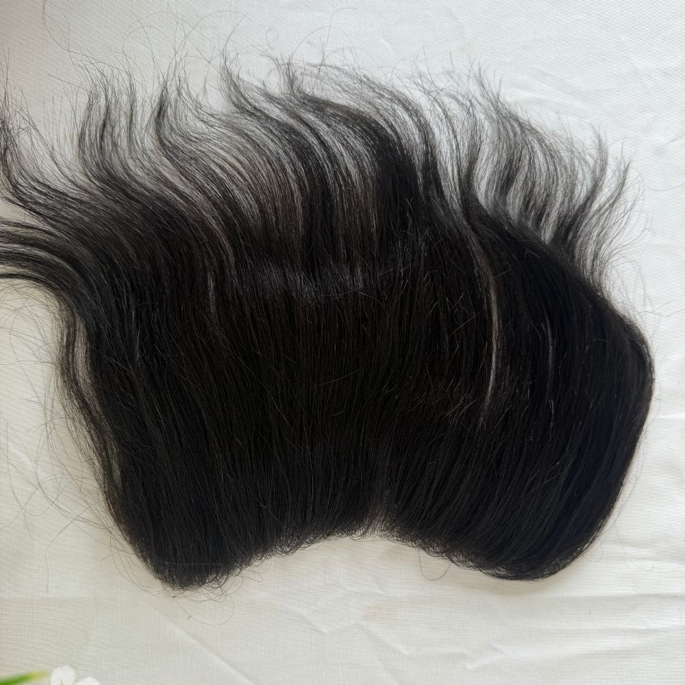 Natural Black  Human Hair Hairline 100% Real Human Hair V Loop Frontal  Full PU Ultra Thin Skin Hair Replacement Forehead Prosthesis 6 Inch