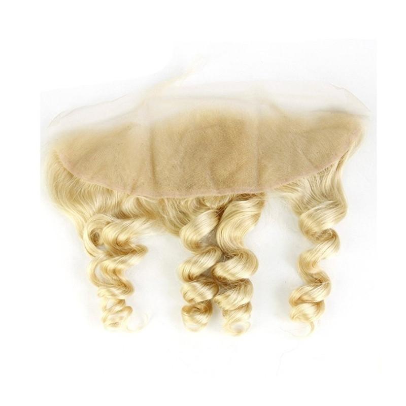 613 Blonde Loose Wave Human Hair Bundles with 13x4 Lace Frontal, 3 Bundles