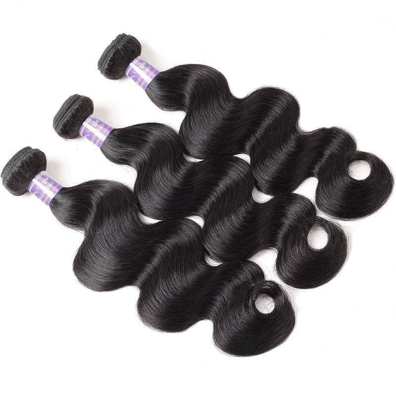 Human Hair Body Wave 3 Bundles with 4x4 Inch Lace Closure