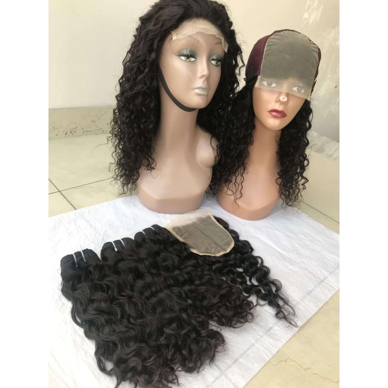 Natural Color Water Wave Bundles with Lace Closure
