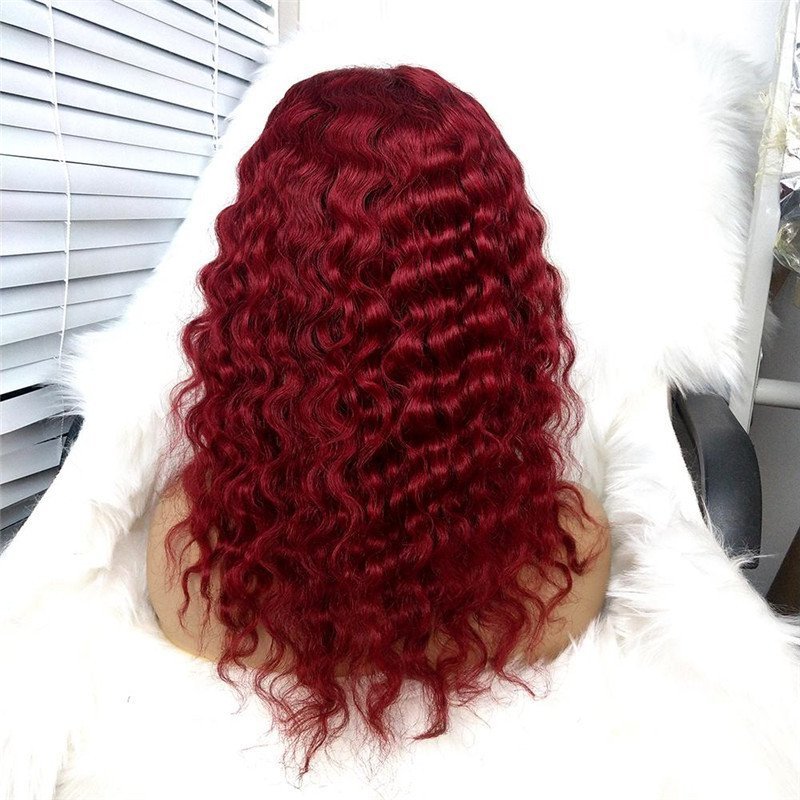 Red Curly Human Hair Wig, Baby Hair