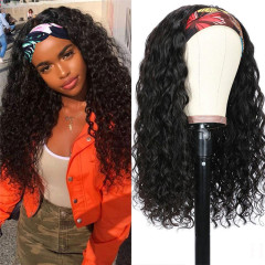 Water Wave Headband Human Hair Wig, 150% Density
