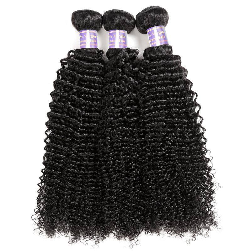 Curly Bundles with 4x4 Lace Closure, 3 Bundles