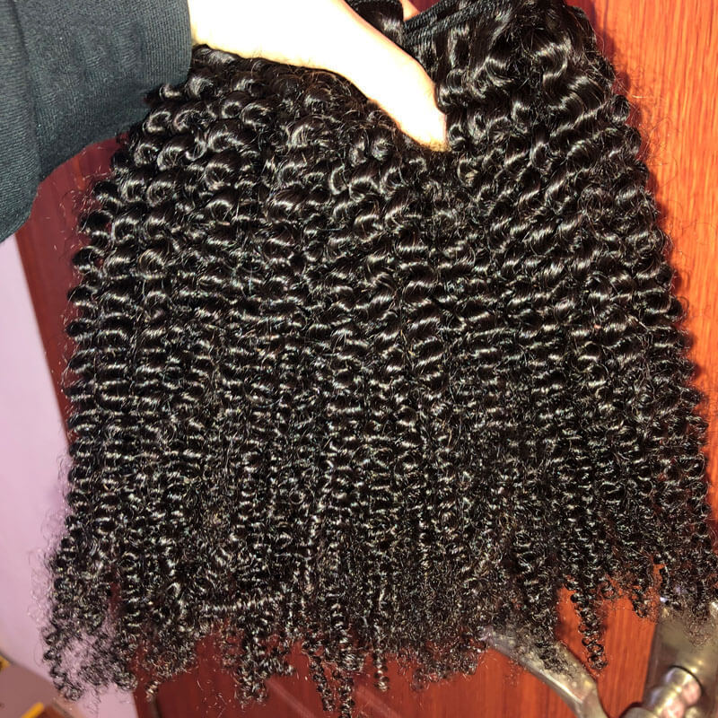 Natural Color Afro Kinky Curly Human Hair Extensions