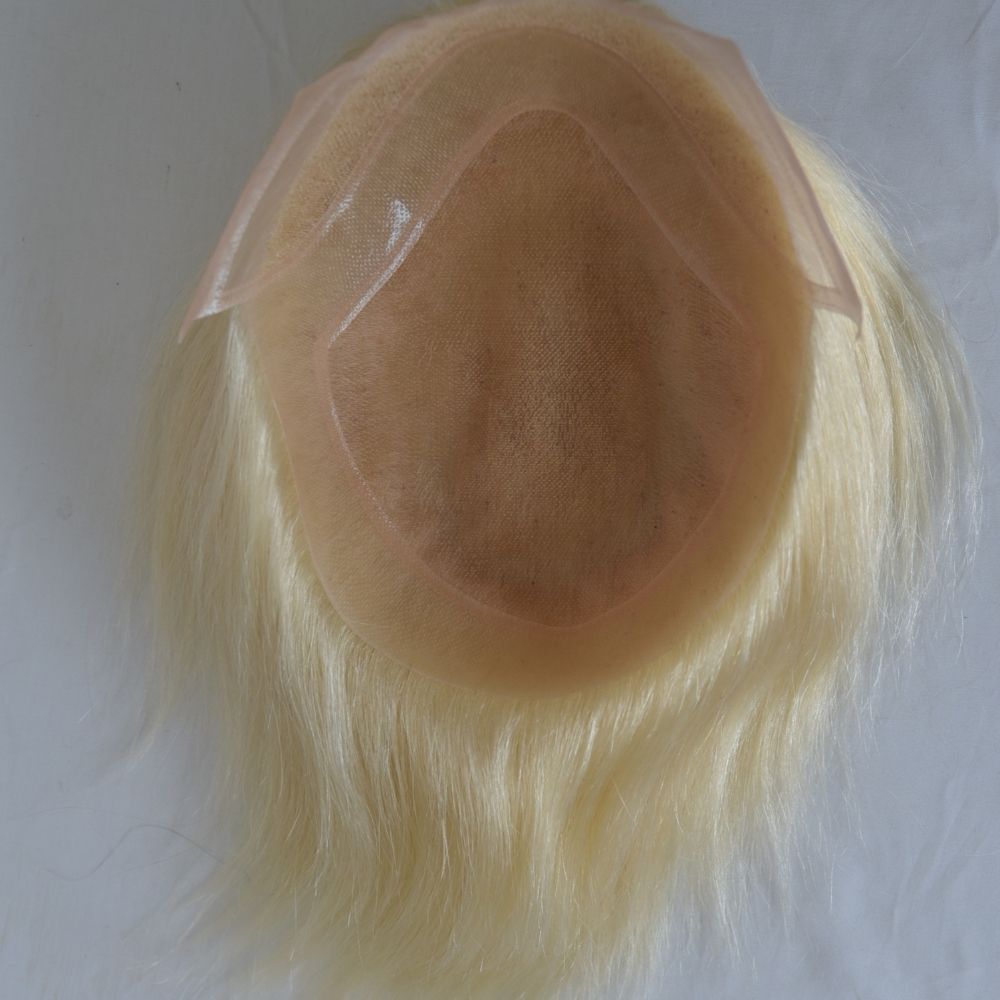 Toupee 100% Human Hair Super Swiss Lace European  Hair Mono Lace with PU Hairpiece Replacement System for Men 8X10 Inch