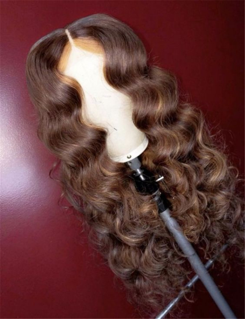 Human Virgin Hair Ombre Wave Pre Plucked Lace Front Wig And 13x4x1 T Part Lace Wig For Black Woman-c8f921