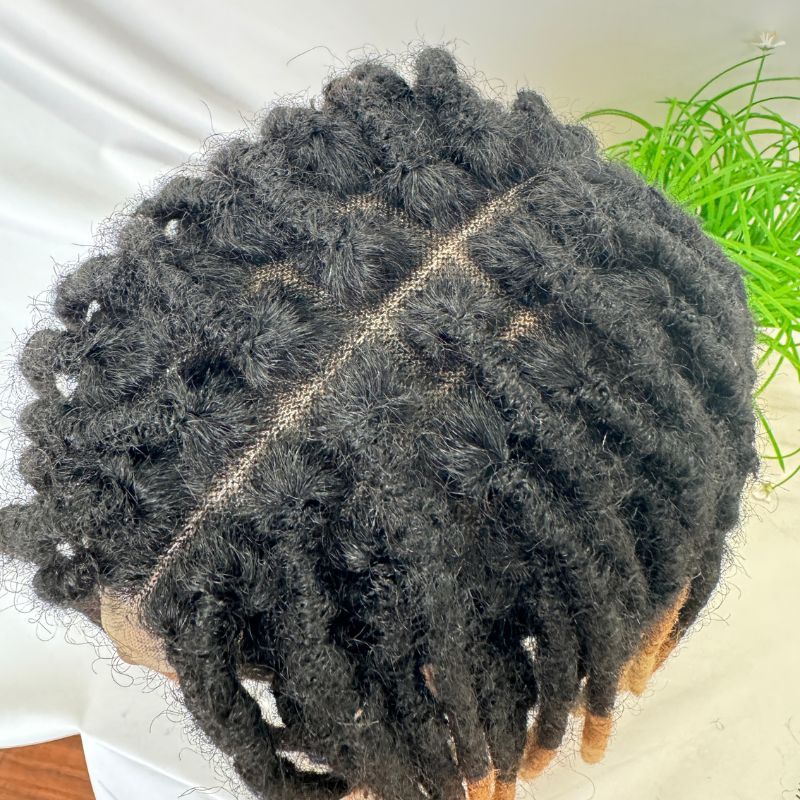 Men’s Human Hair Dreadlock Toupee with Loc Extensions, Swiss Lace Base, Ombre 1BT30T27, 8x10 Inch, 8/10/12 Inch Lengths