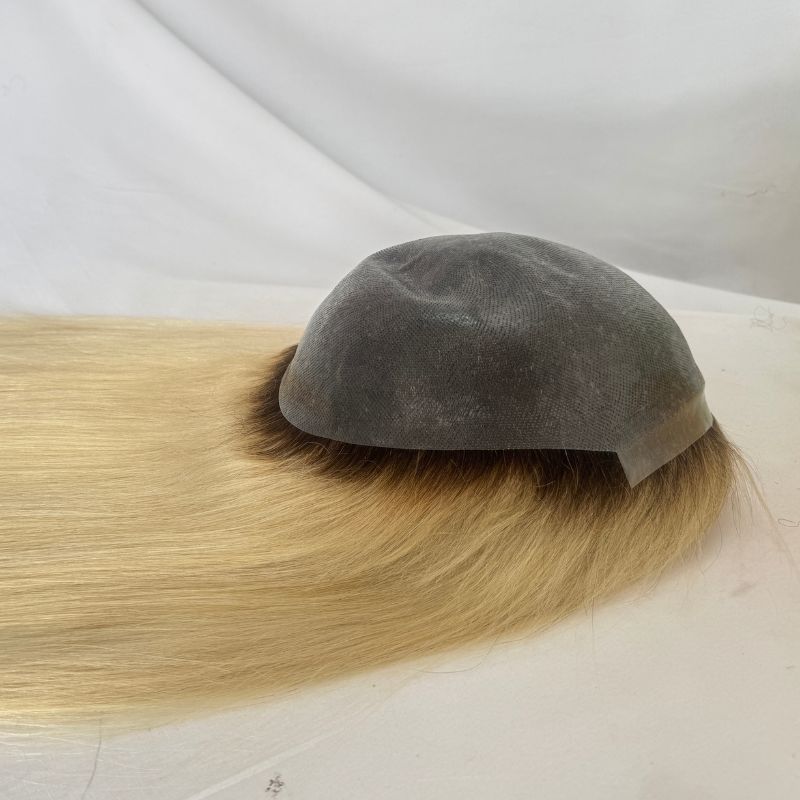 12 Inch 4T613 Blonde Human Hair Toupee for Men, Full PU 8x10 Base, 130% Density