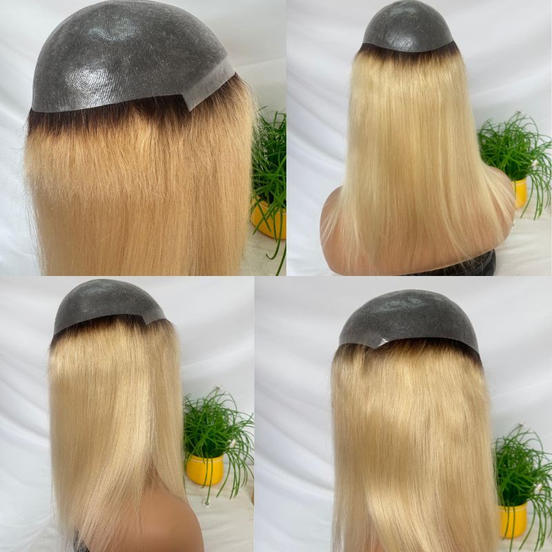12 Inch 4T613 Blonde Human Hair Toupee for Men, Full PU 8x10 Base, 130% Density