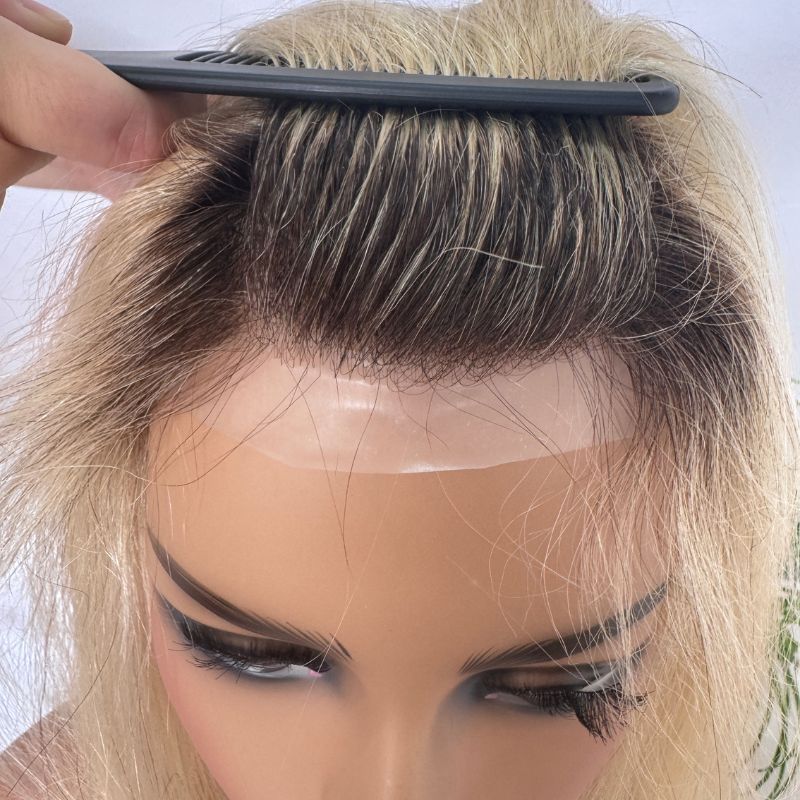 12 Inch 4T613 Blonde Women’s Human Hair Wig & Toupee, Full PU 8x10 Base, 130% Density