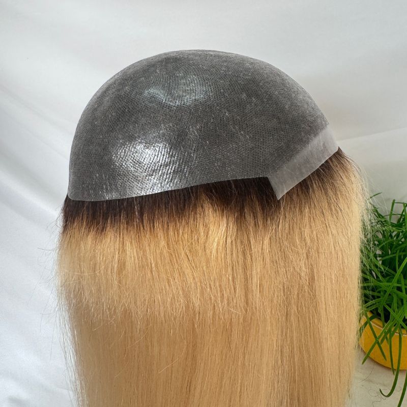 12 Inch 4T613 Blonde Women’s Human Hair Wig & Toupee, Full PU 8x10 Base, 130% Density