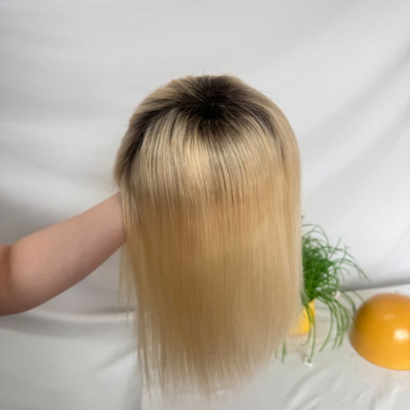 12 Inch 4T613 Blonde Women’s Human Hair Wig & Toupee, Full PU 8x10 Base, 130% Density