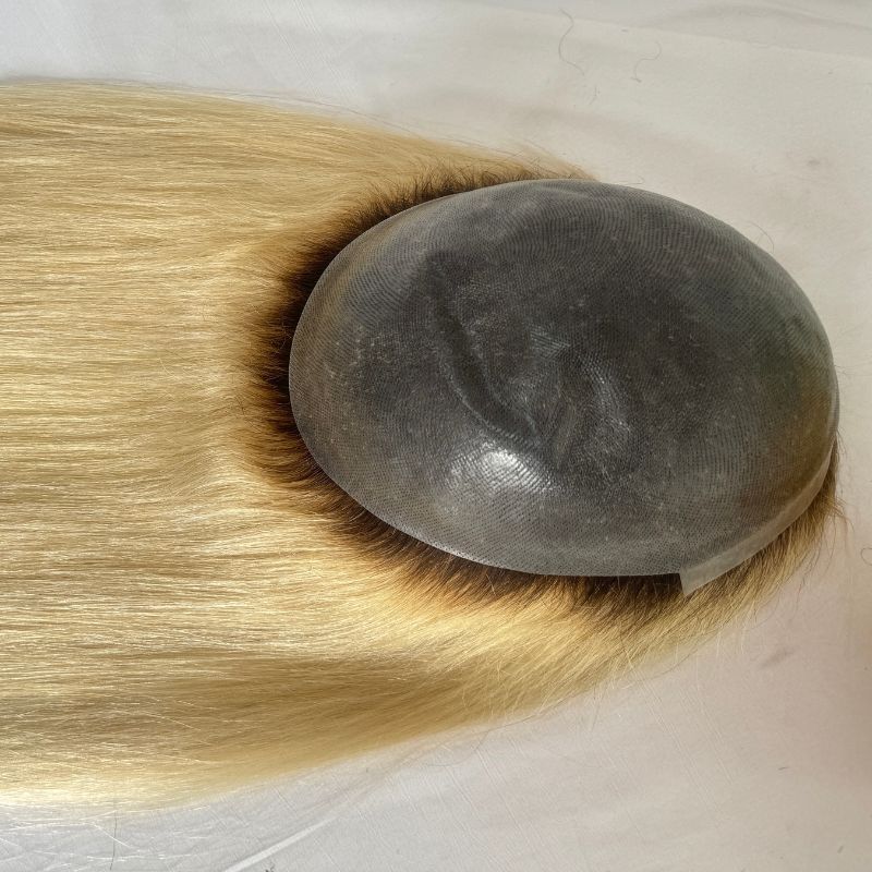 12 Inch 4T613 Blonde Women’s Human Hair Wig & Toupee, Full PU 8x10 Base, 130% Density
