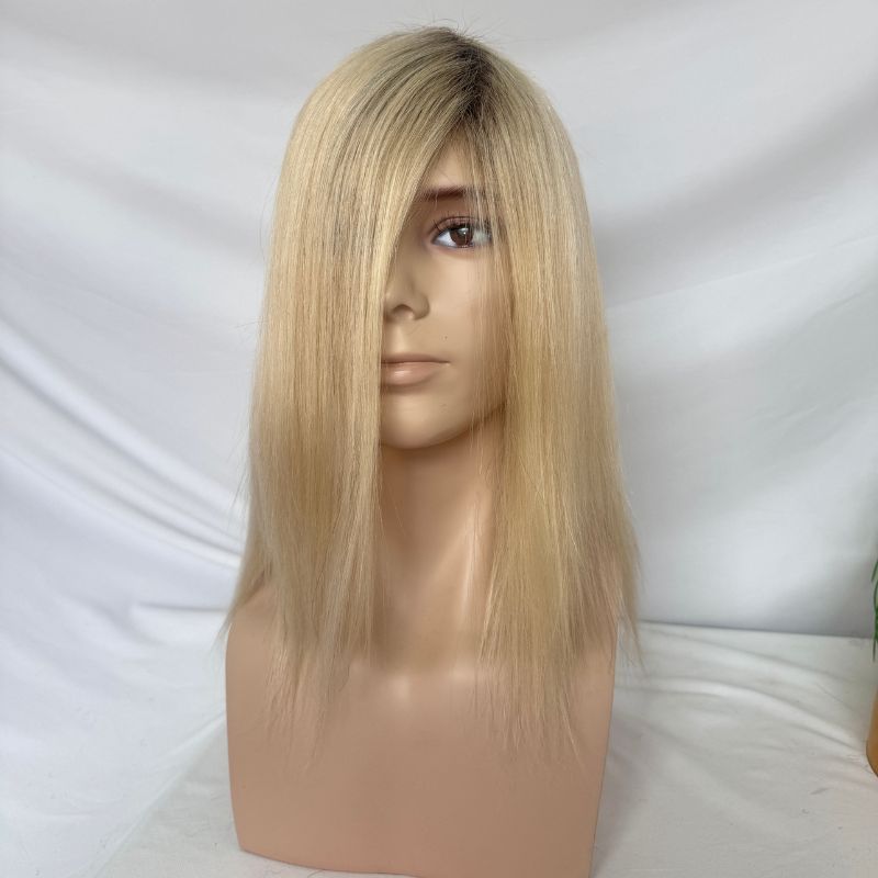 12 Inch 4T613 Blonde Human Hair Toupee for Men, Full PU 8x10 Base, 130% Density