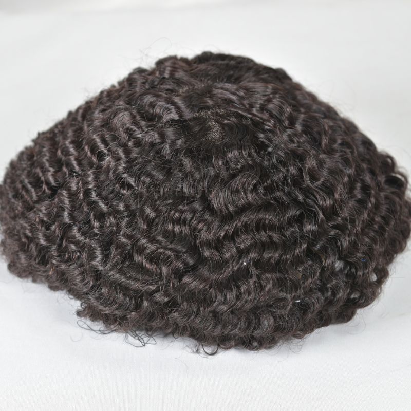 Afro Men‘s Toupee Afro Wave 12mm 100% Human Hair Full French Lace Toupee for Men Natural Black Color 10X8 Inch Hair System