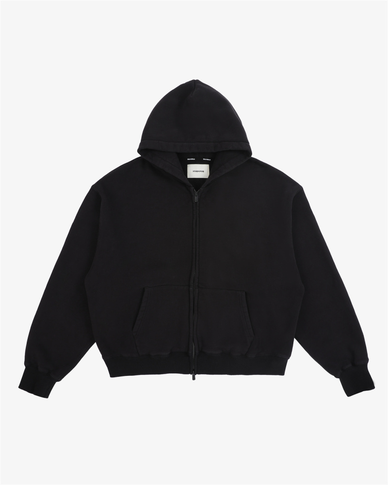 550gsm cropped blank zip up hoodie