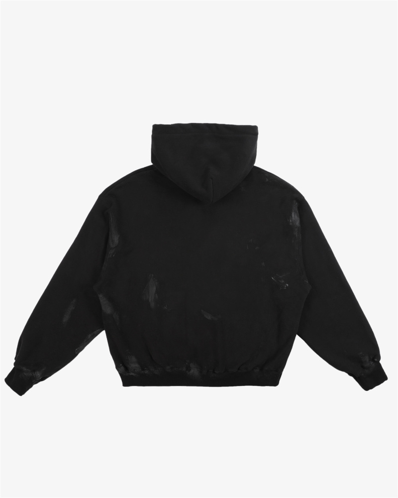 ARMY mud-dyed graffiti zip-up hoodie