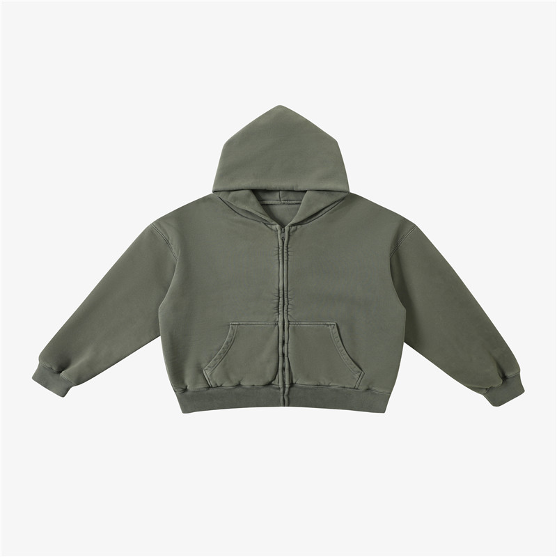 Zip Double Layered Hoodie GREY