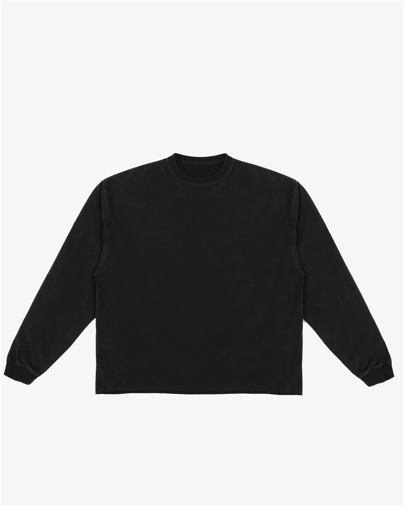 Peached Long Sleeve Boxy Tee BLACK