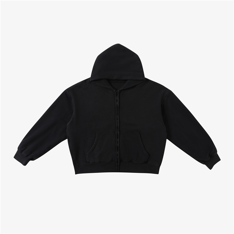 Zip Double Layered Hoodie BLACK