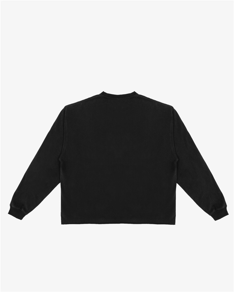 Peached Long Sleeve Boxy Tee BLACK