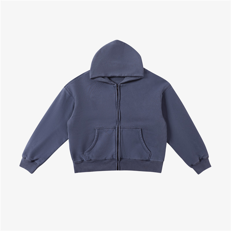 Zip Double Layered Hoodie HAZED BLUE