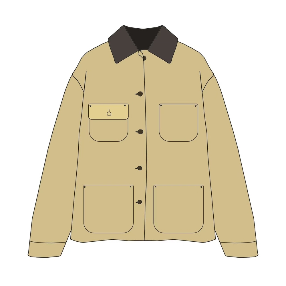 Leather collar jacket in beige