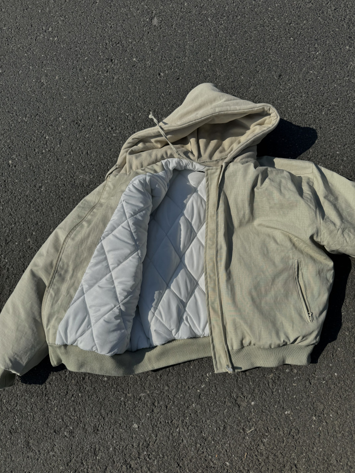 Padded shoulder hooded army cotton jacket