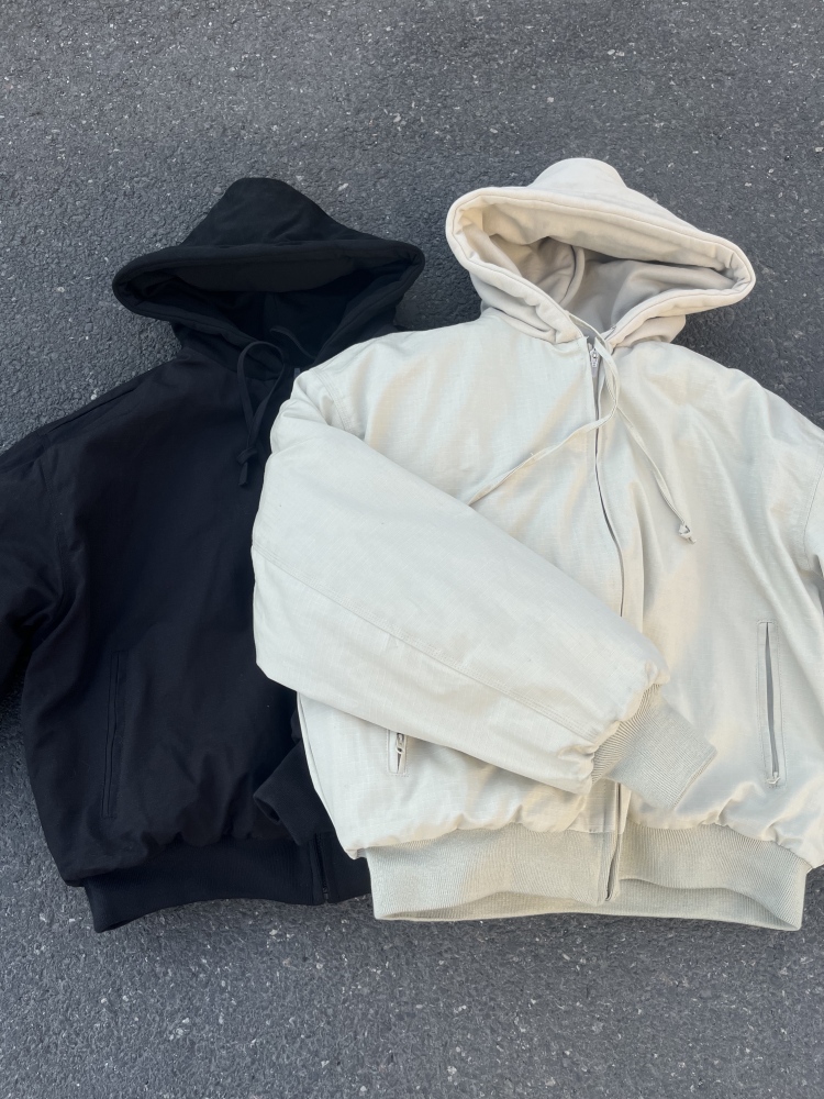 Padded shoulder hooded army cotton jacket