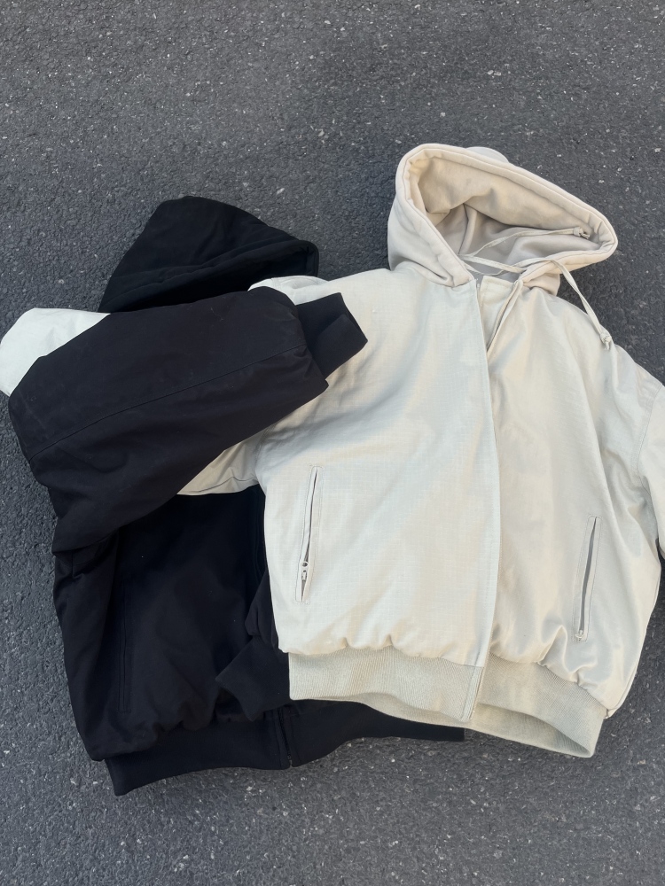 Padded shoulder hooded army cotton jacket