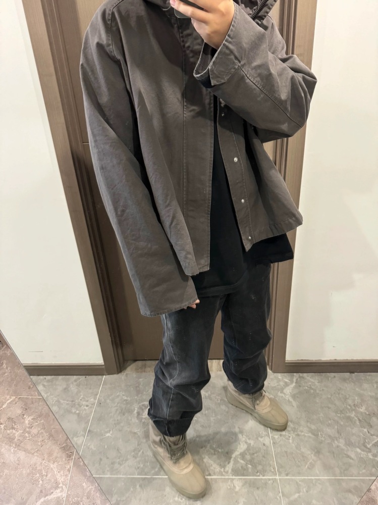 Washed canvas parka jacket