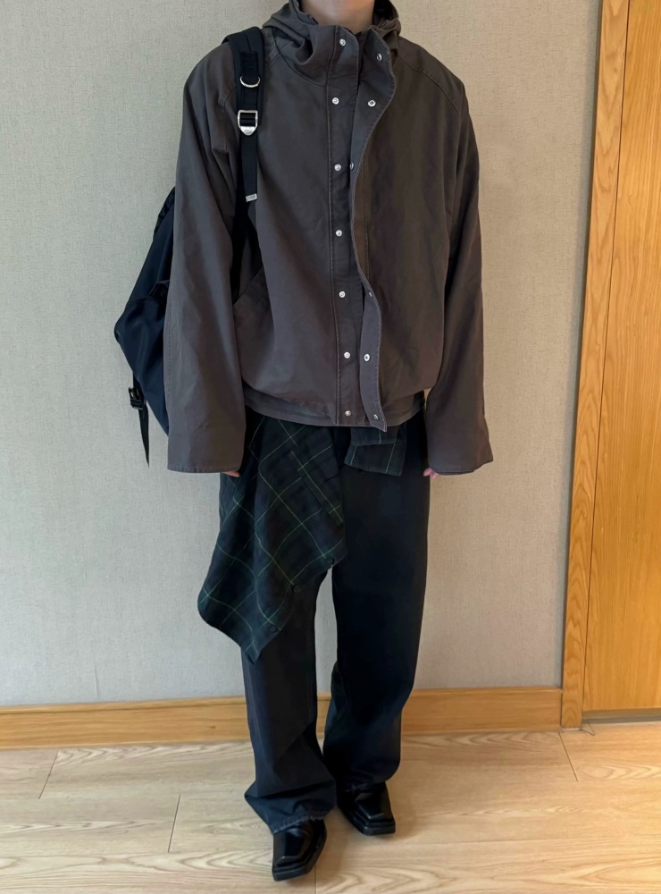 Washed canvas parka jacket