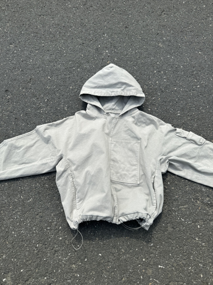 Hooded dyed windbreaker jacket