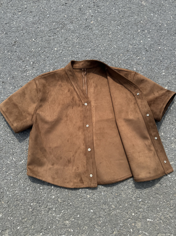 Suede baseball jacket