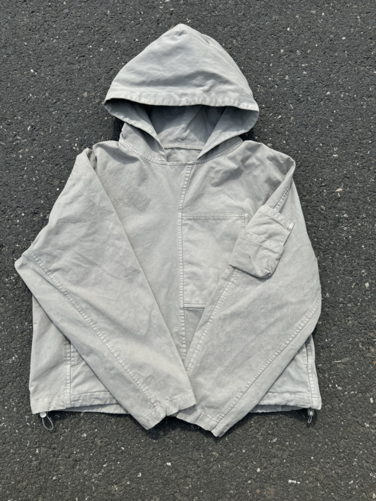 Hooded dyed windbreaker jacket