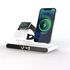 Hot Selling 15W Wireless Fast Charge Alarm Clock Function 3 in 1 Folding Wireless Charger